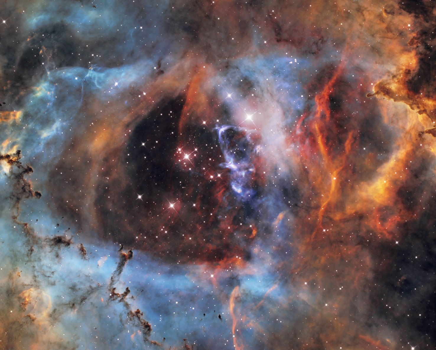 The beautiful center of the Rosette Nebula (HST)